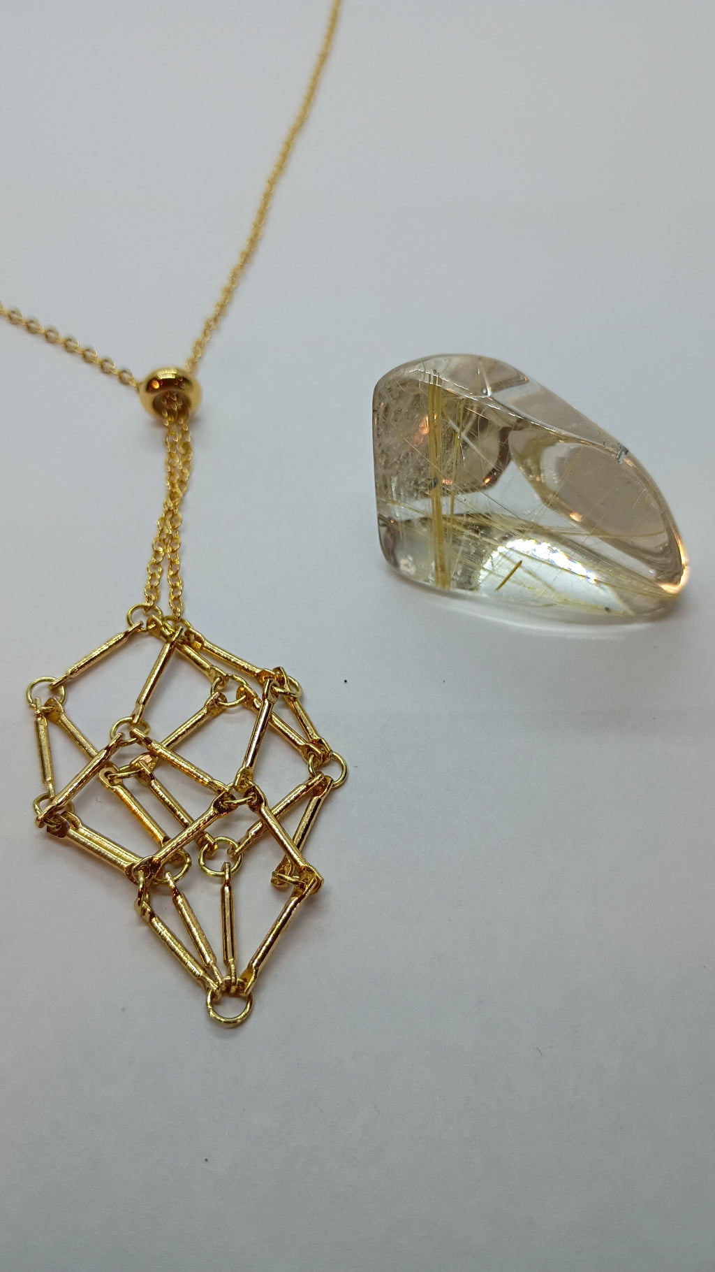 Golden Needles Quartz Necklace