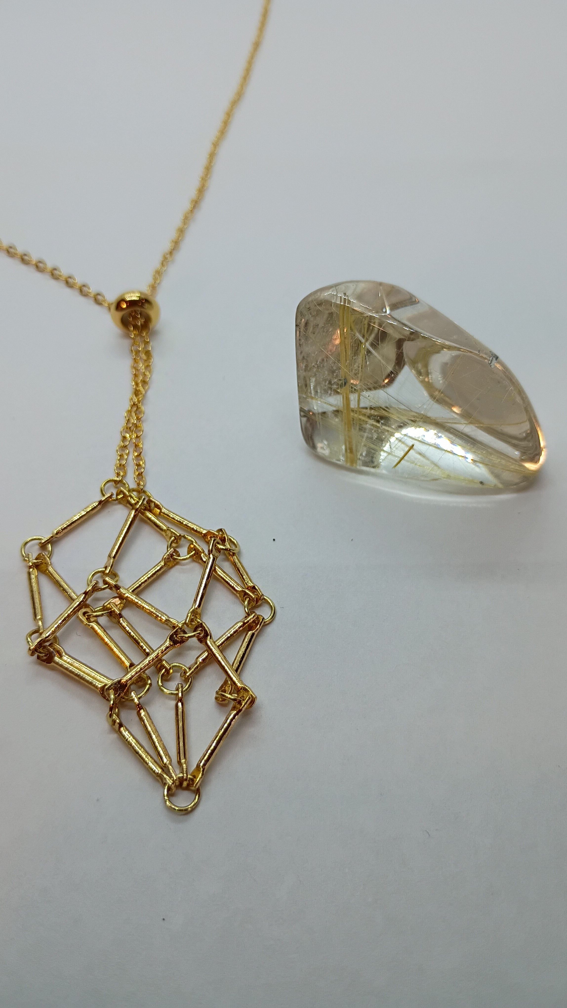 Golden Needles Quartz Necklace