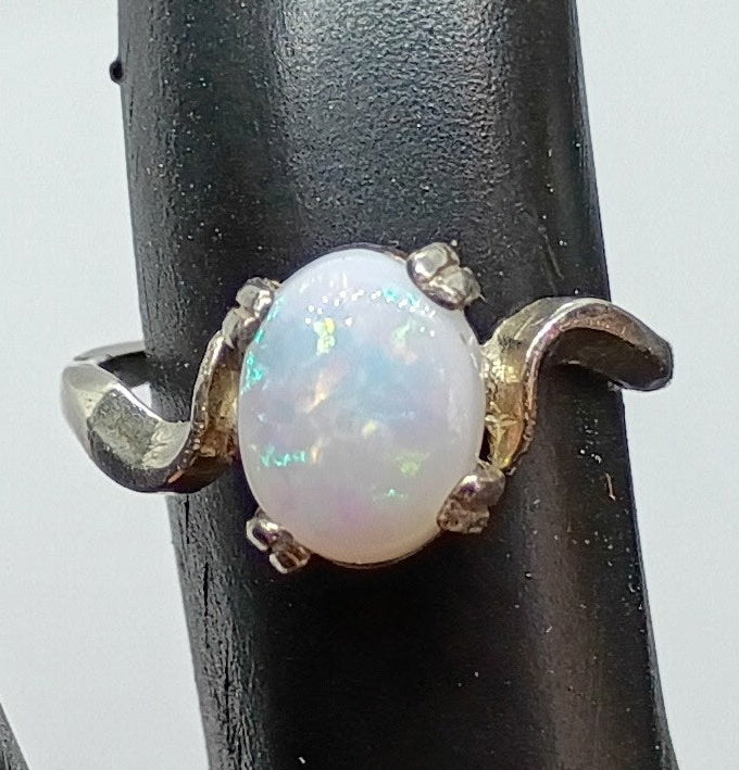 Australian White Opal Ring