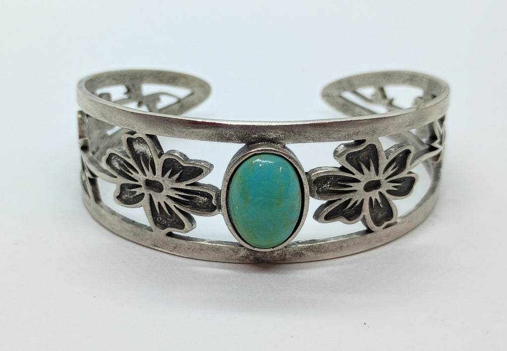Turquoise Flower Cuff bracelet (Fox Mine)