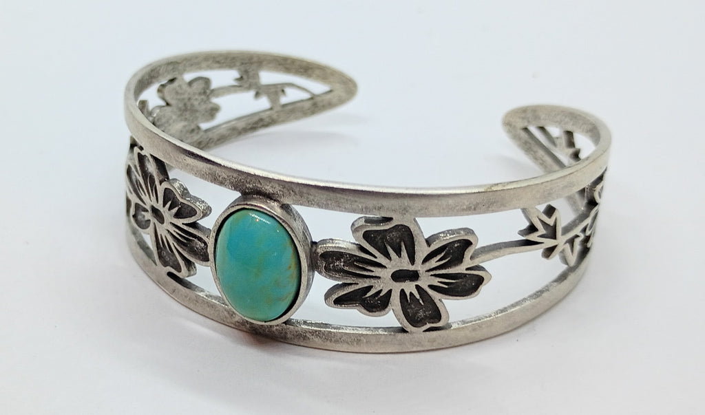 Turquoise Flower Cuff bracelet (Fox Mine)