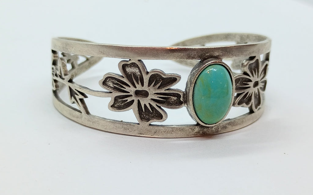 Turquoise Flower Cuff bracelet (Fox Mine)