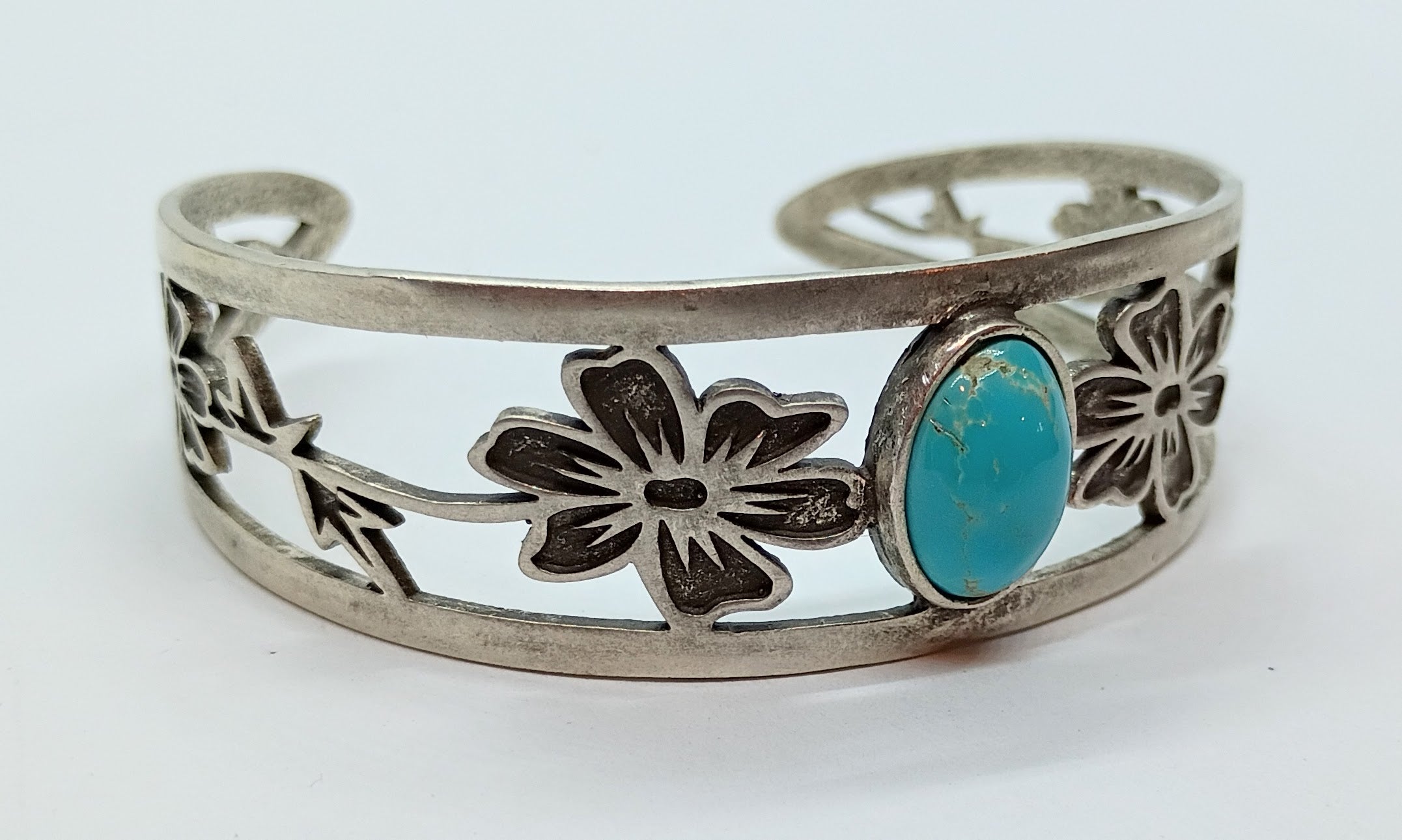 Turquoise Flower Cuff Bracelet (Tyrone)