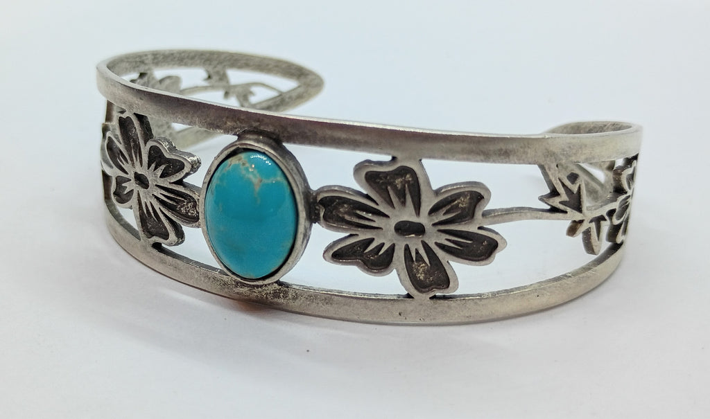 Turquoise Flower Cuff Bracelet (Tyrone)
