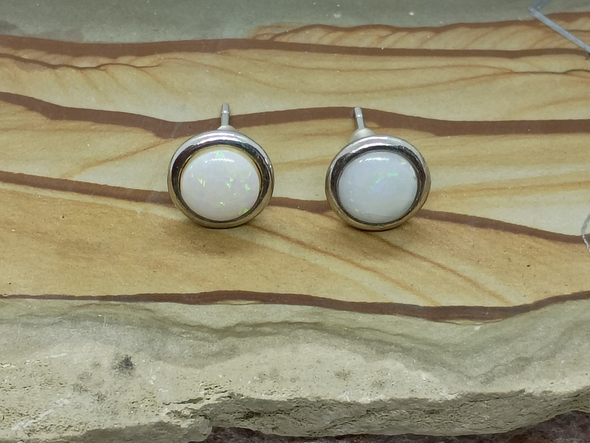 White Fire Opal Studs
