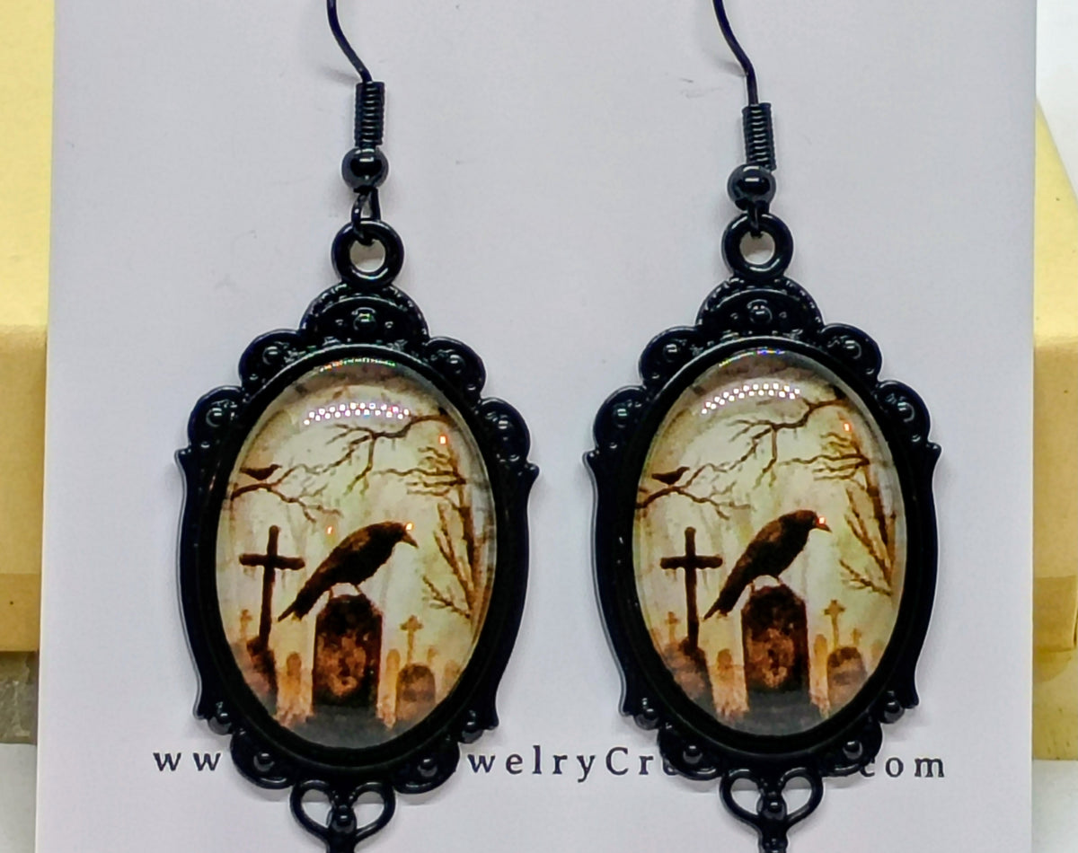 Raven in Cemetery earrings