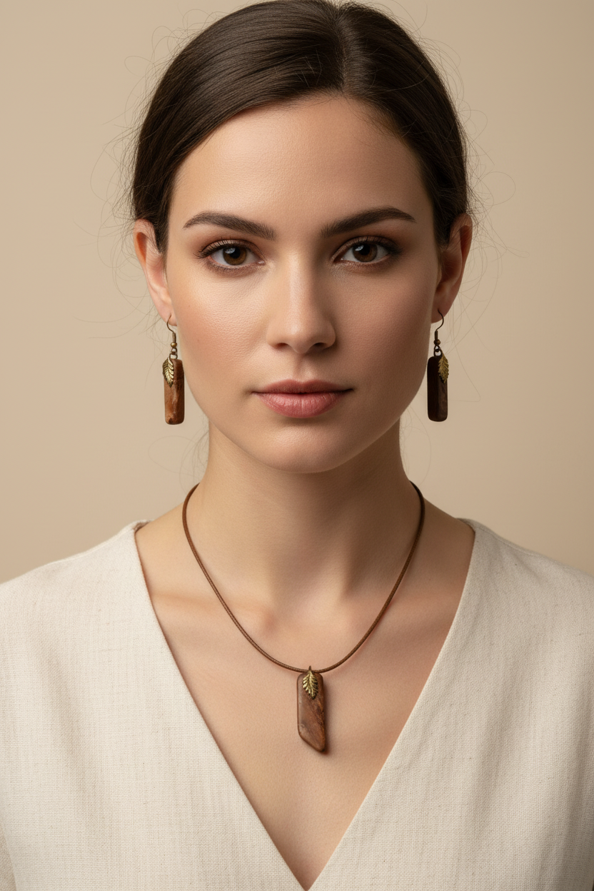 Chocolate Jasper Set on model