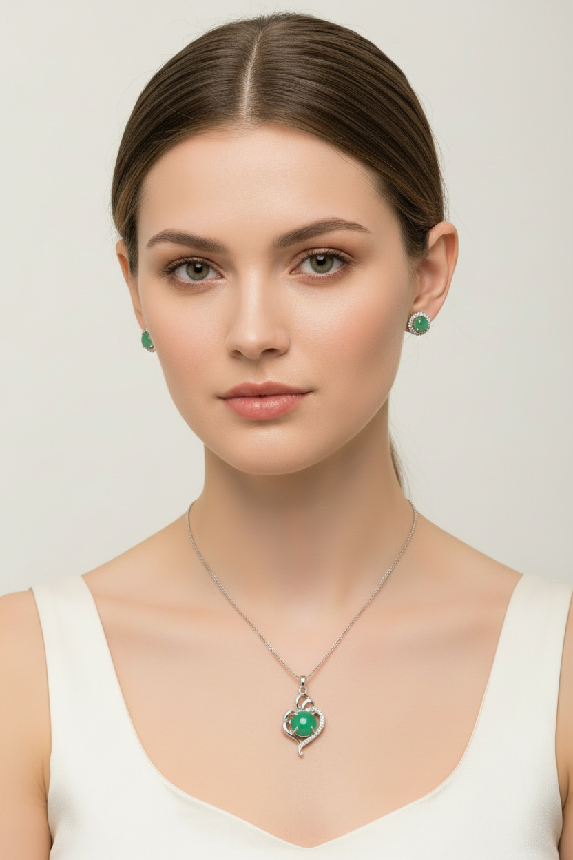 Green Envy Heart Set on model - consistent model