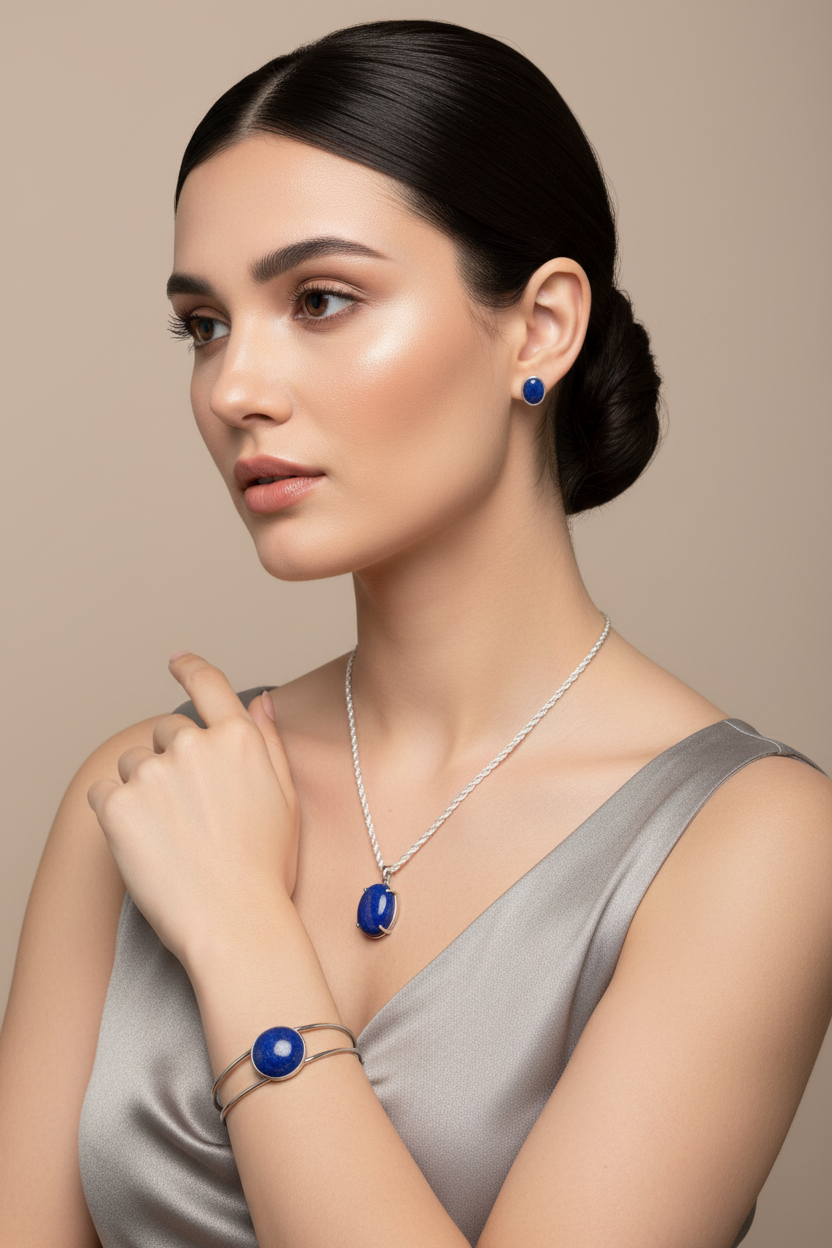 Lapis Lazuli Set on Model - Upper Body