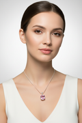 Pink Tourmaline Necklace on Model - Smaller