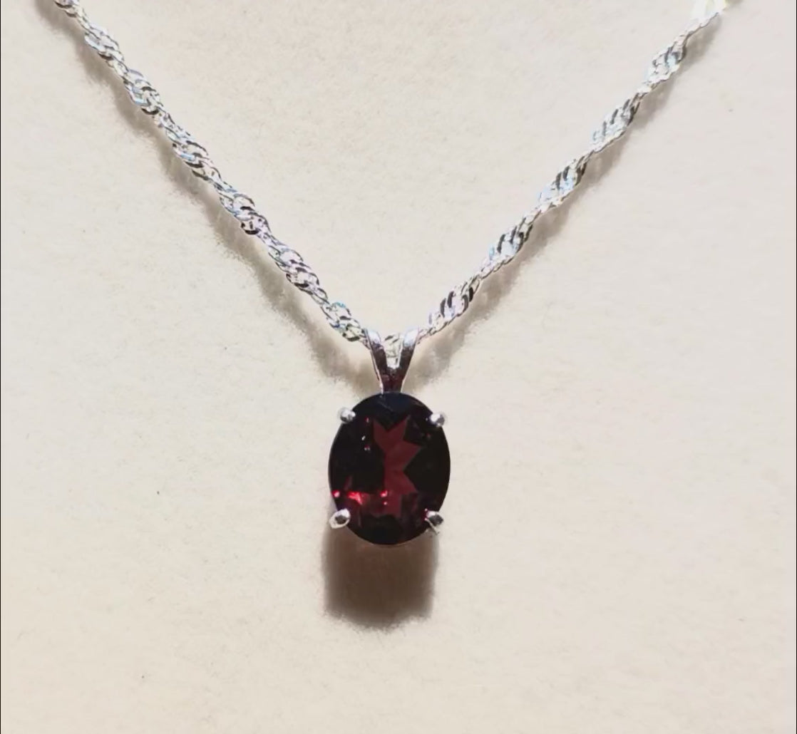 Garnet Pendant & Chain