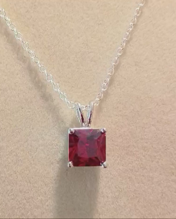 Stunning Natural Red/Orange Zircon Pendant Necklace