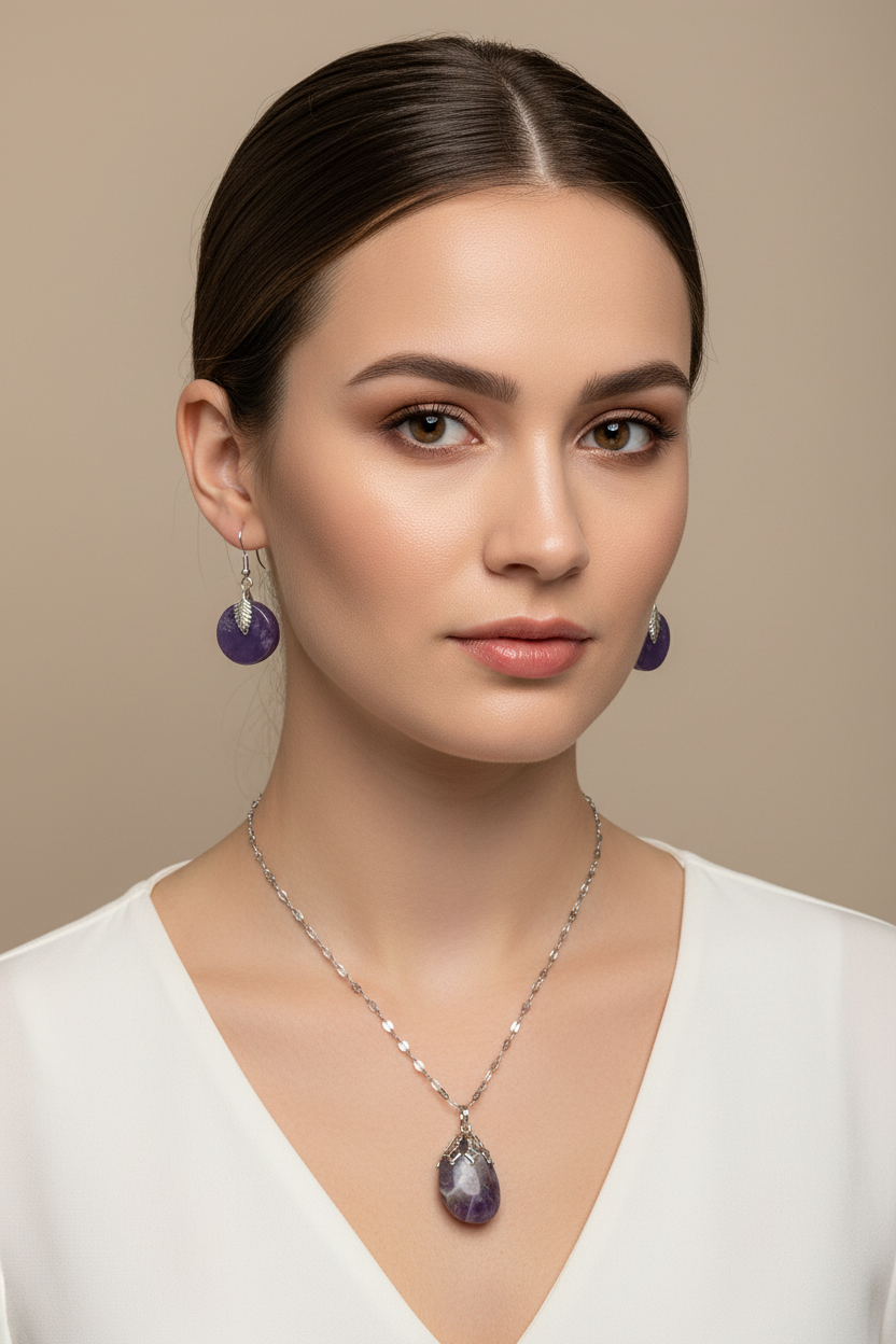 Purple Haze Agate Set on model