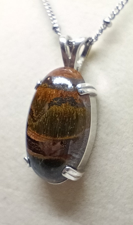 Tiger's Iron Pendant with Chain