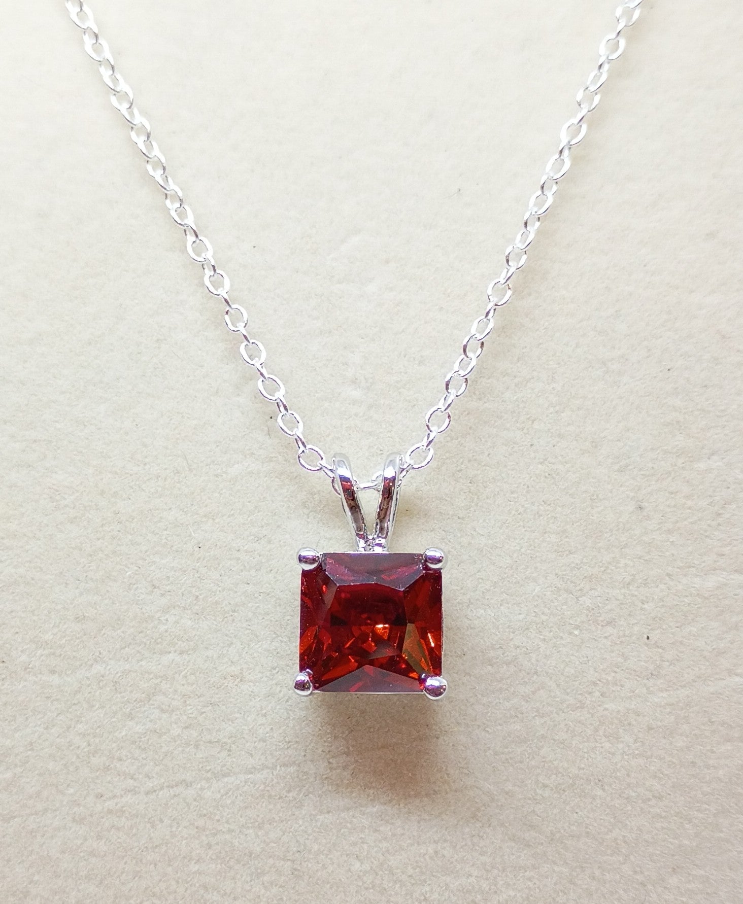 Stunning Natural Red/Orange Zircon Pendant Necklace