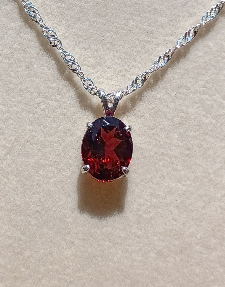 Garnet Pendant & Chain