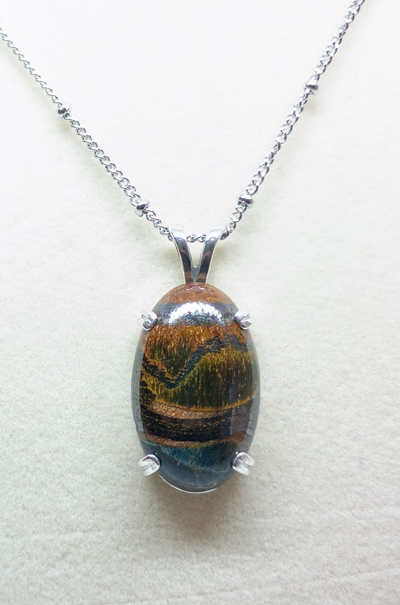 Tiger's Iron Pendant with Chain