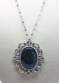 Black Agate Flower Necklace