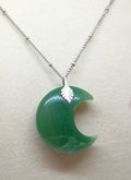 Dark Green Crescent Moon Pendant