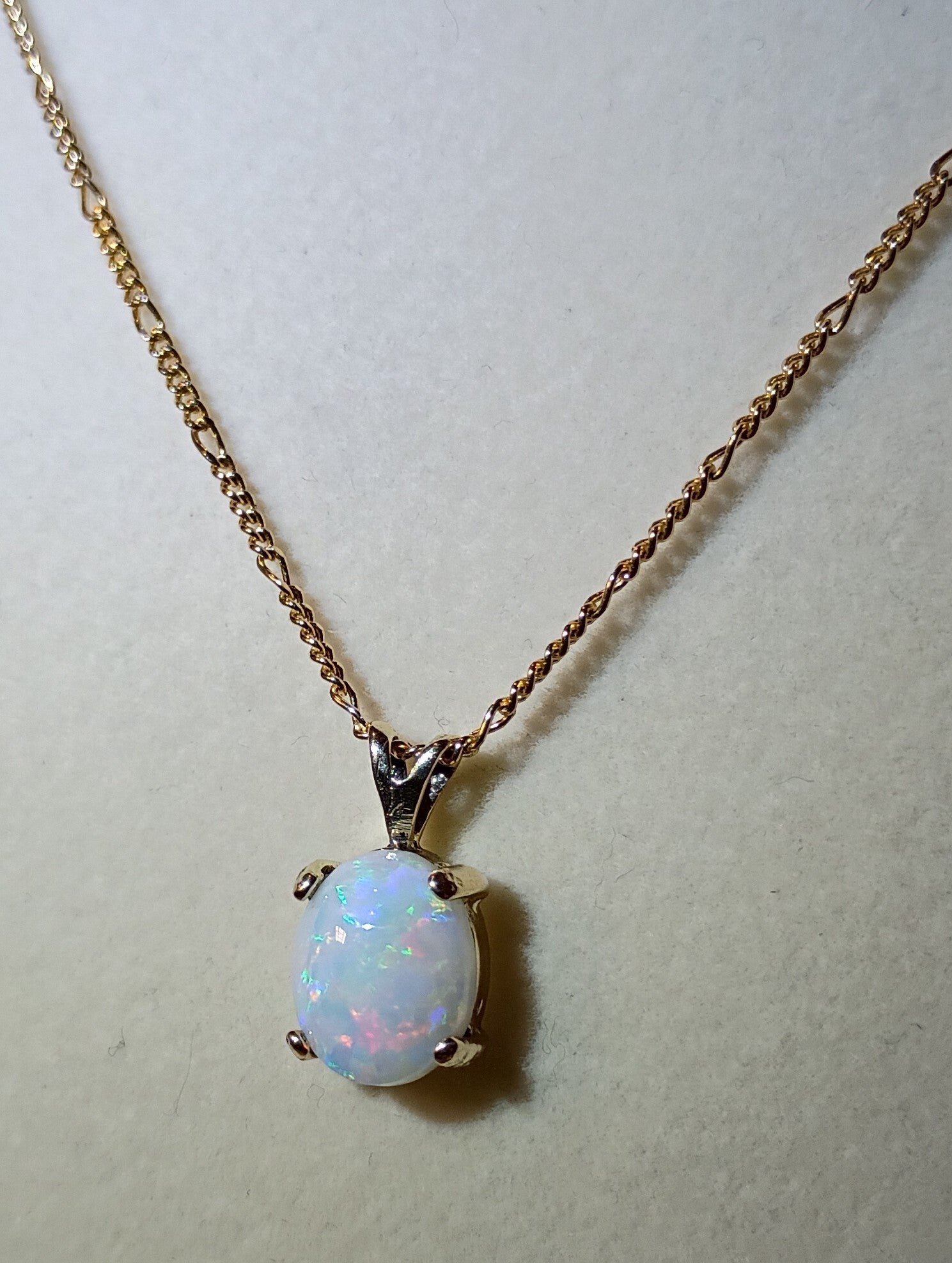 White Australian Fire Opal Necklace