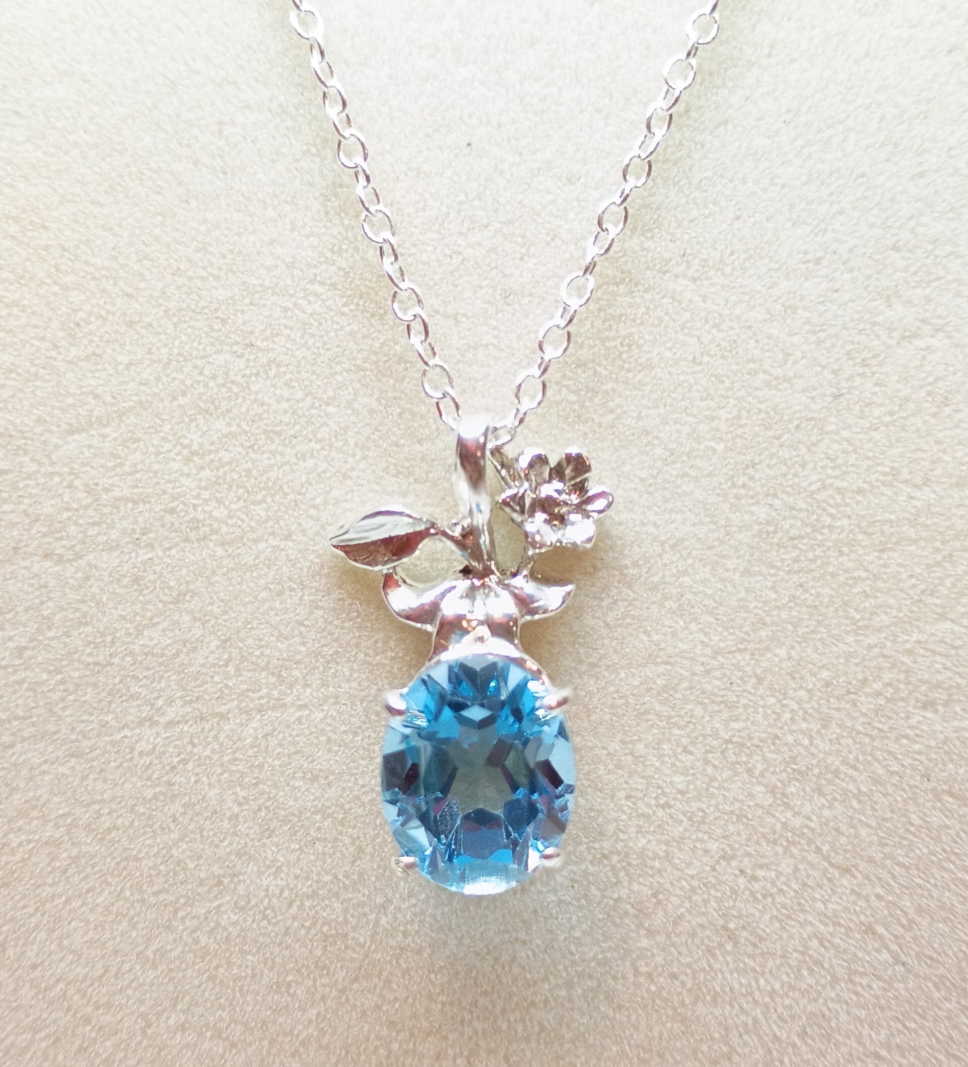 Blue Topaz Flower Pendant