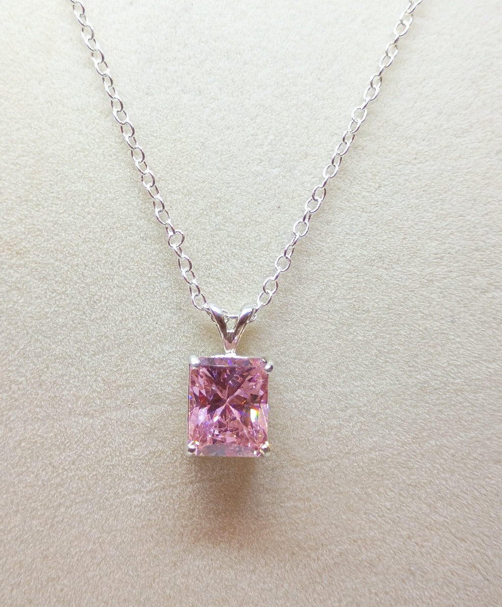 Pink Ice Princess Cut Pendant