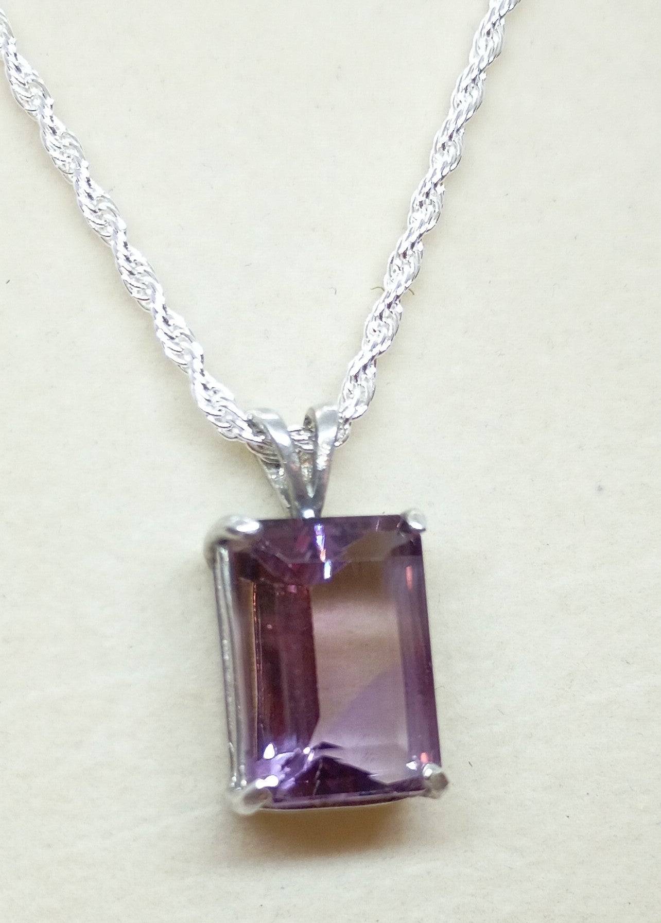 Amethyst Necklace (Emerald Cut)