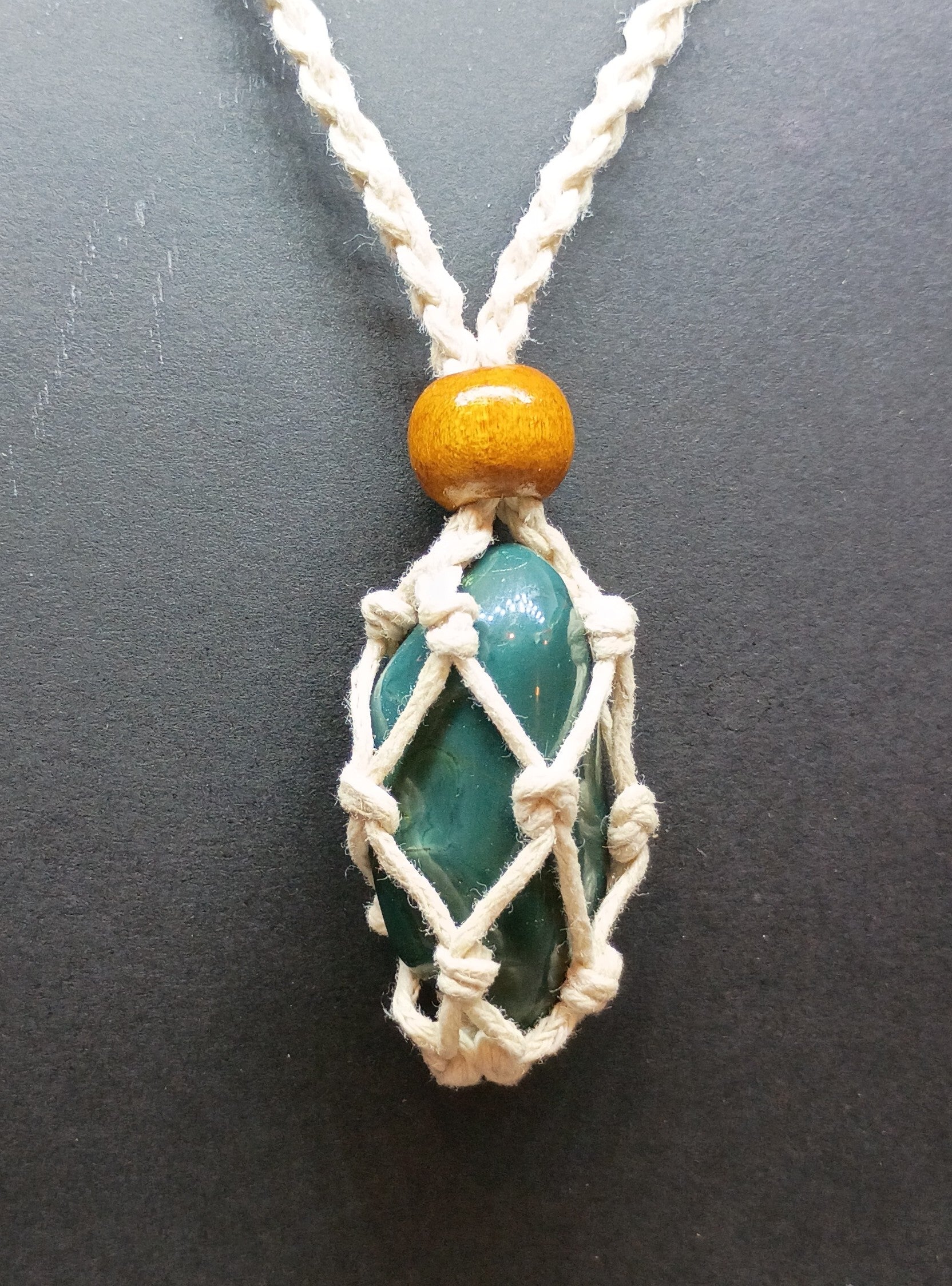 Bloodstone Macrame Pendant