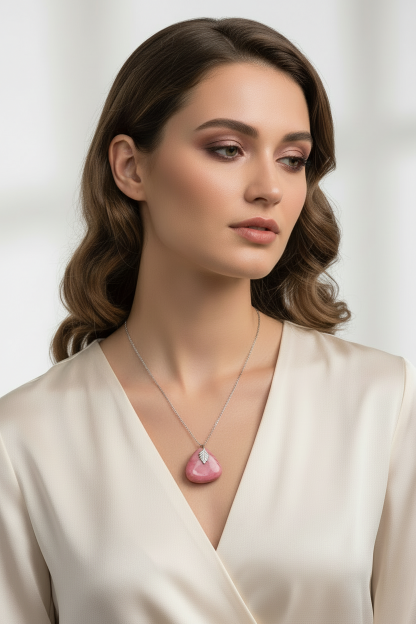 Rose Triangle Pendant Model Photography - Adjusted Size