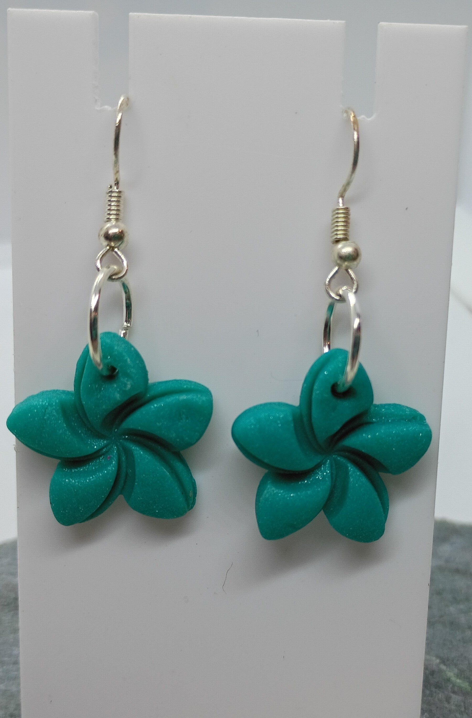 Teal Flower Earrings